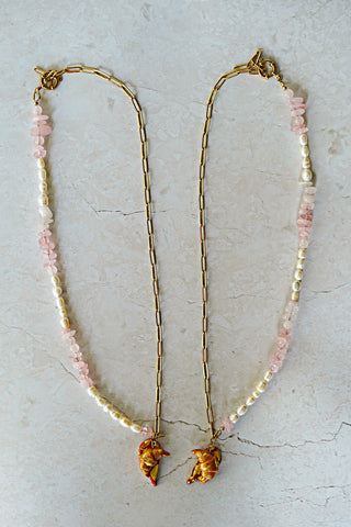 Heart Stone no. 2 "Split Heart Croissant" Friendship Necklaces for you and me