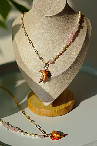 Heart Stone no. 2 "Split Heart Croissant" Friendship Necklaces for you and me