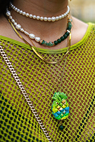 Lucky Olive Atelier Prosperity Pineapple Necklace Stack