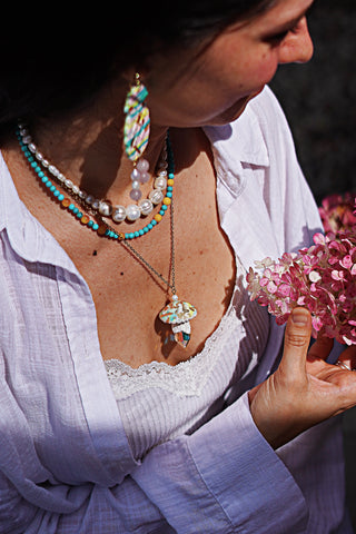 Mushroom Prism no. 3 Pendant Necklace “Eden” by Lucky Olive Atelier