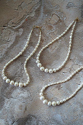 Sunken Treasures no. 2 - Cascading Pearls Necklace by Lucky Olive Atelier