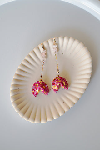 Magma Ripple Fortune Cookie Drop Earrings by Lucky Olive Atelier