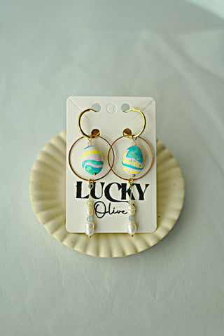 Easter Eggs no. 1 Saturn's Earrings “Pastel Paradise” by Lucky Olive Atelier