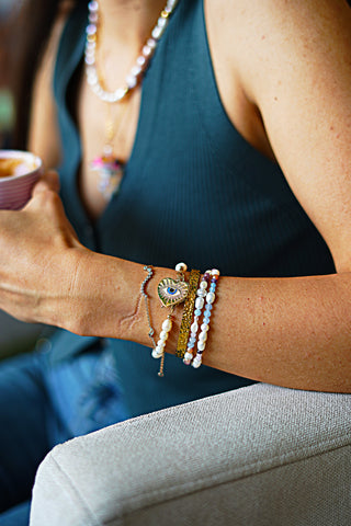 Sunken Treasures no. 3 Periwinkle Necklace and Bracelet Wrap Set by Lucky Olive Atelier