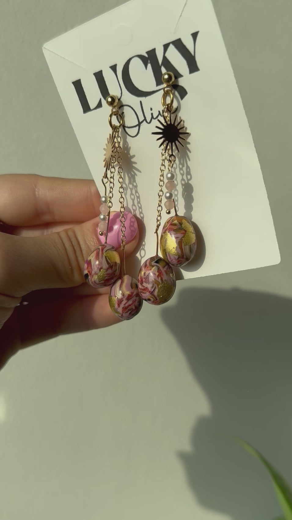 Easter Eggs no. 3 One of a Kind Celestial Dangle Earrings "Oyoroi" Video by Lucky Olive Atelier