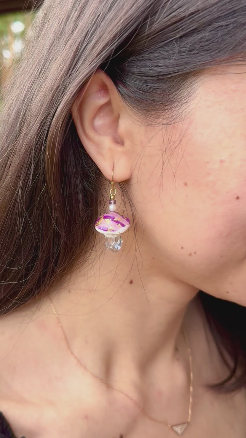 Mushroom Prism no. 4 Dangle Earrings “Purple Dusk” Video by Lucky Olive Atelier