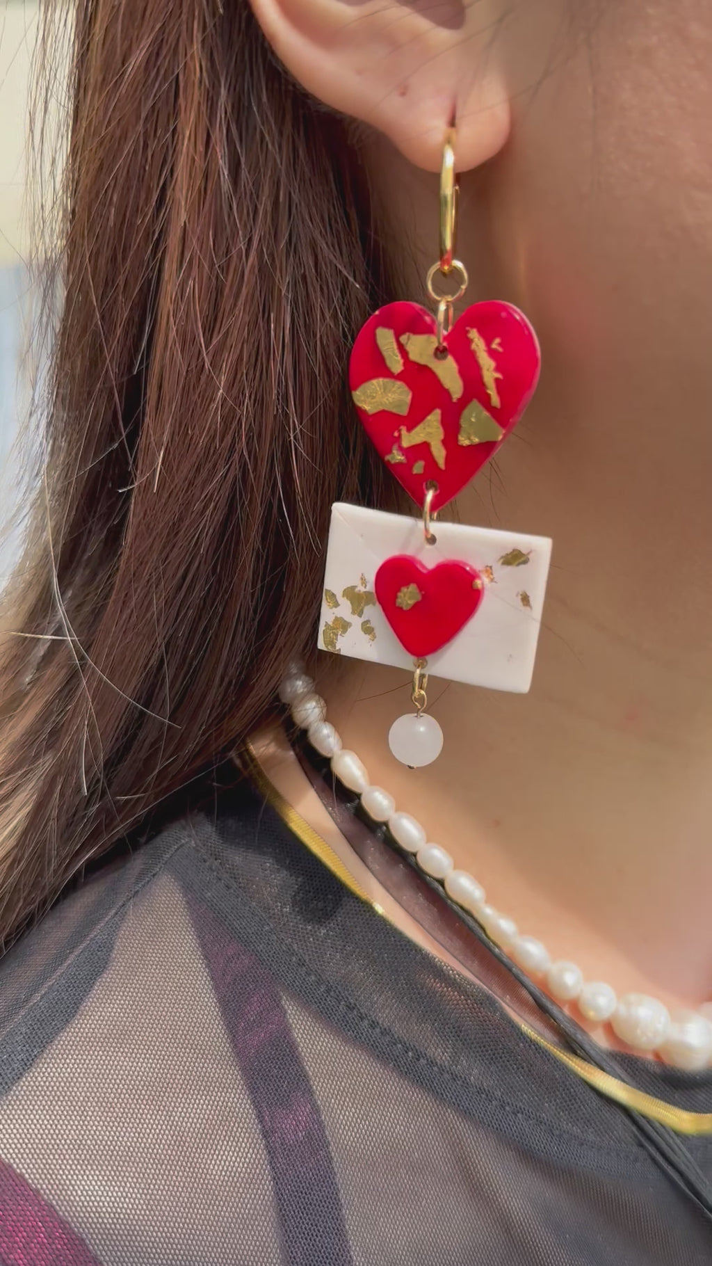 Love Letter Heart Stone Statement Earrings Video by Lucky Olive Atelier